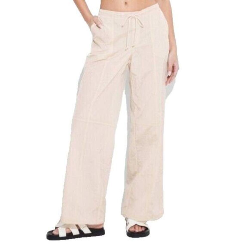 Wild‎ Fable Women's Mid Rise Wide Leg Parachute Pants Light Beige Size XS